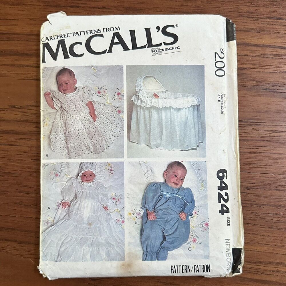 6424 Vintage McCalls Sewing Pattern Infant Christening Dress Newborn